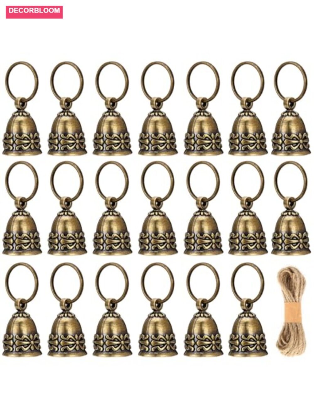 20 Pcs Small Pure Copper Bells Handmade Vintage Brass Hanging Craft Bells